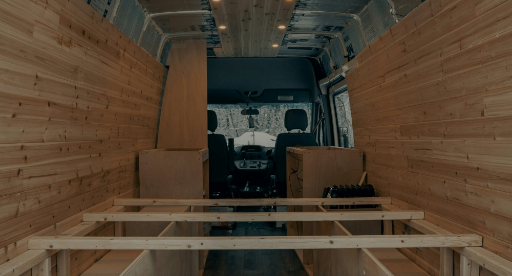 Inside Van being converted