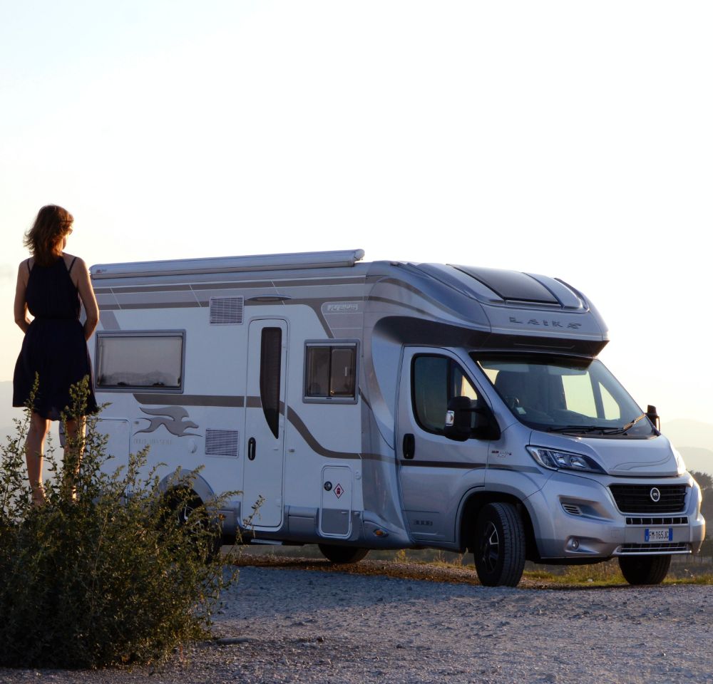 Woman looking at her motorhome