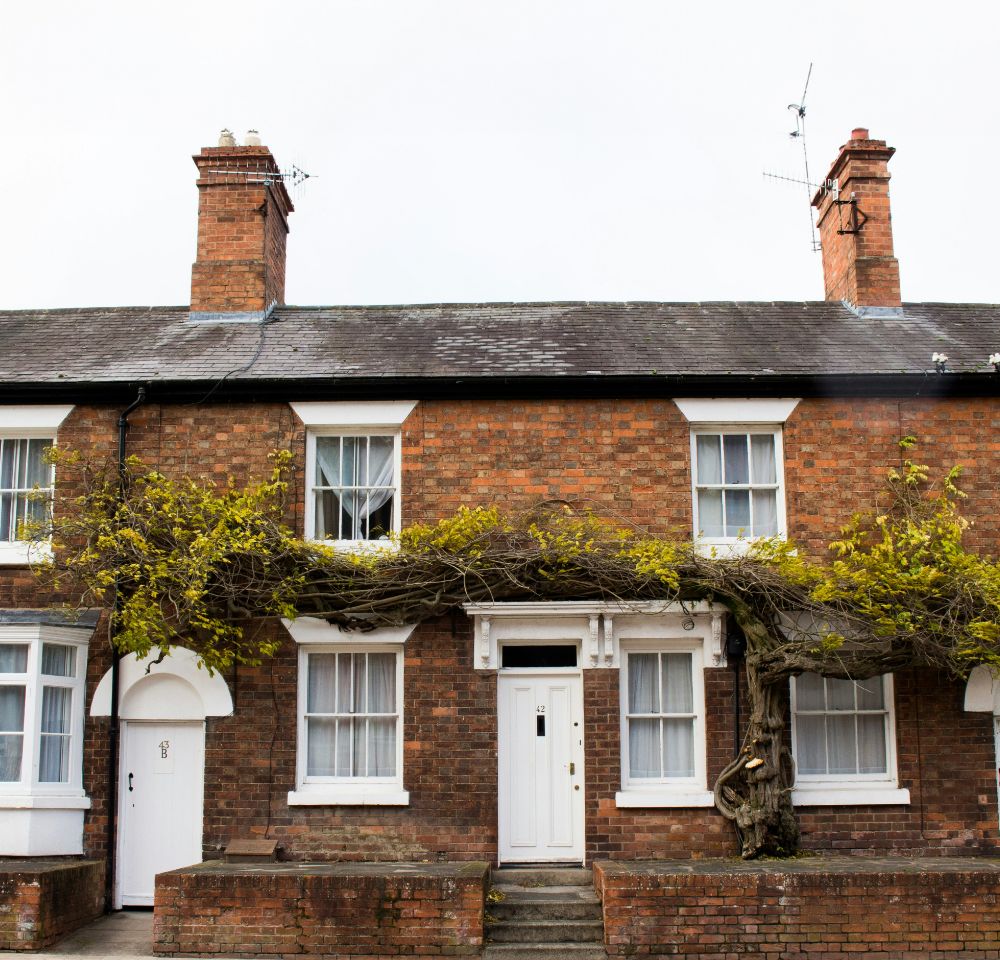 Row of terraced English cottage
