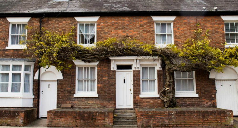 Row of terraced English cottage