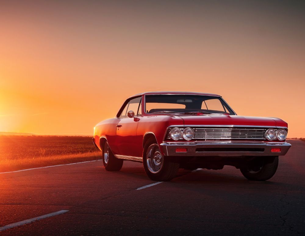 American classic car on road