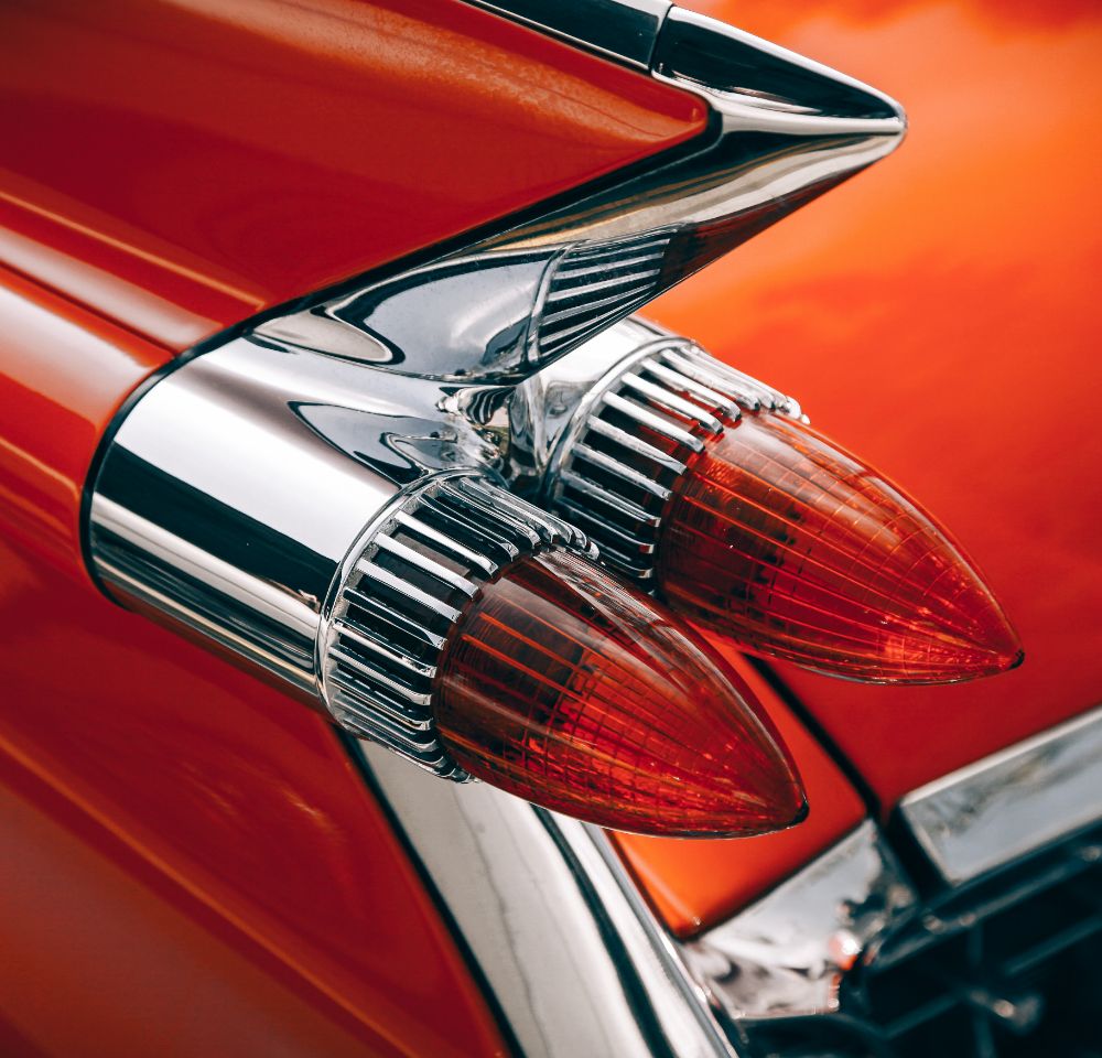 Close-up of the back of an American muscle car