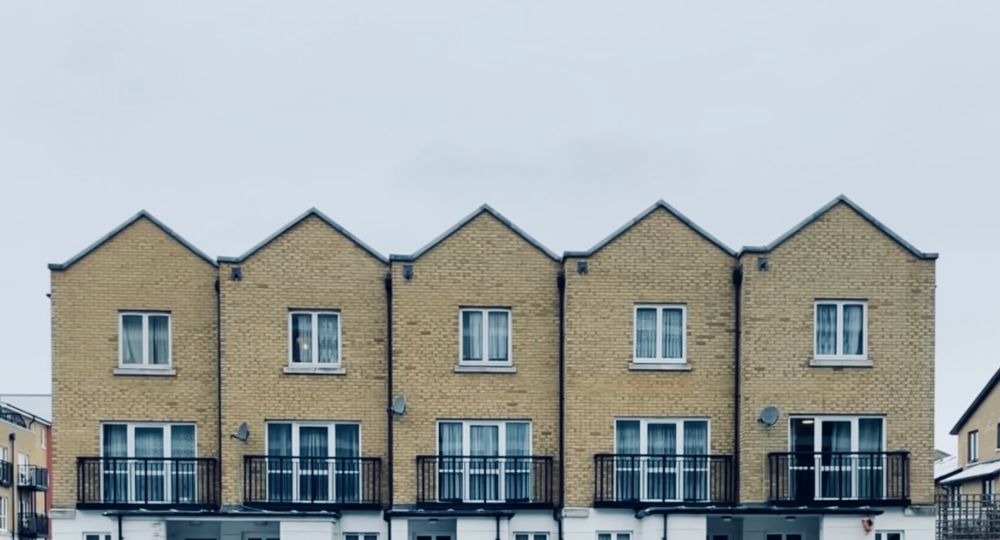 Row of houses with balconies