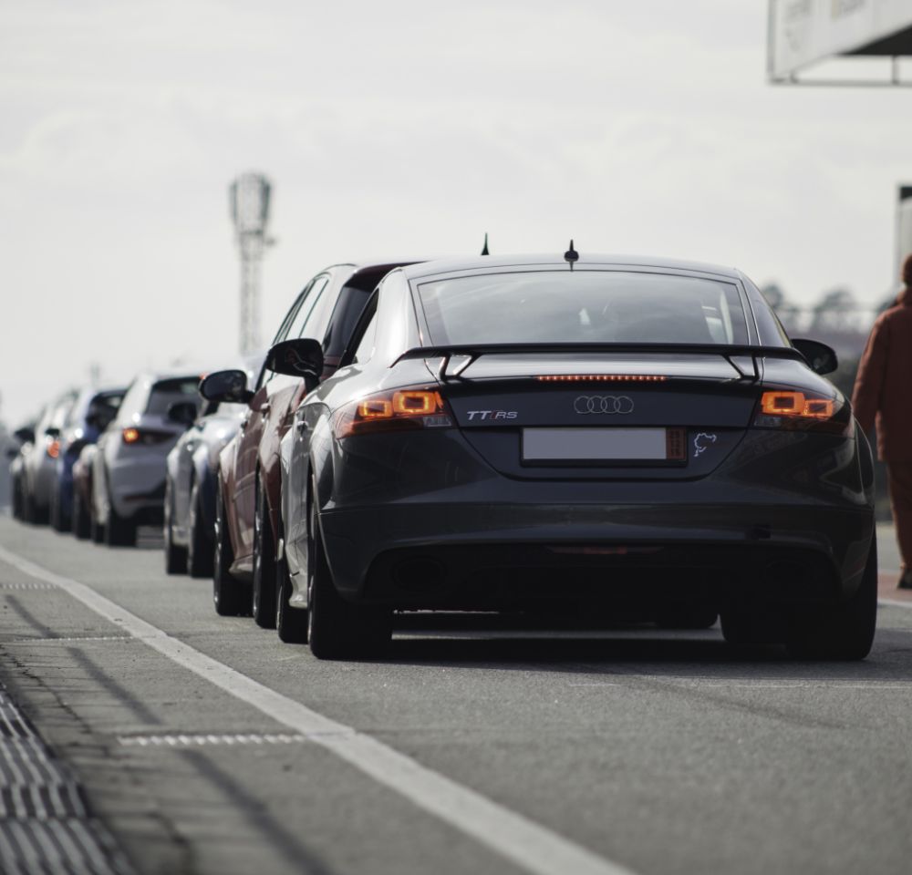 The TT RS in a line of traffic