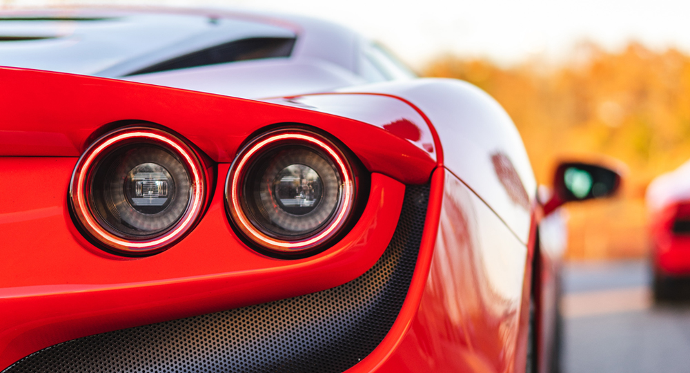 Close-up of back of performance car