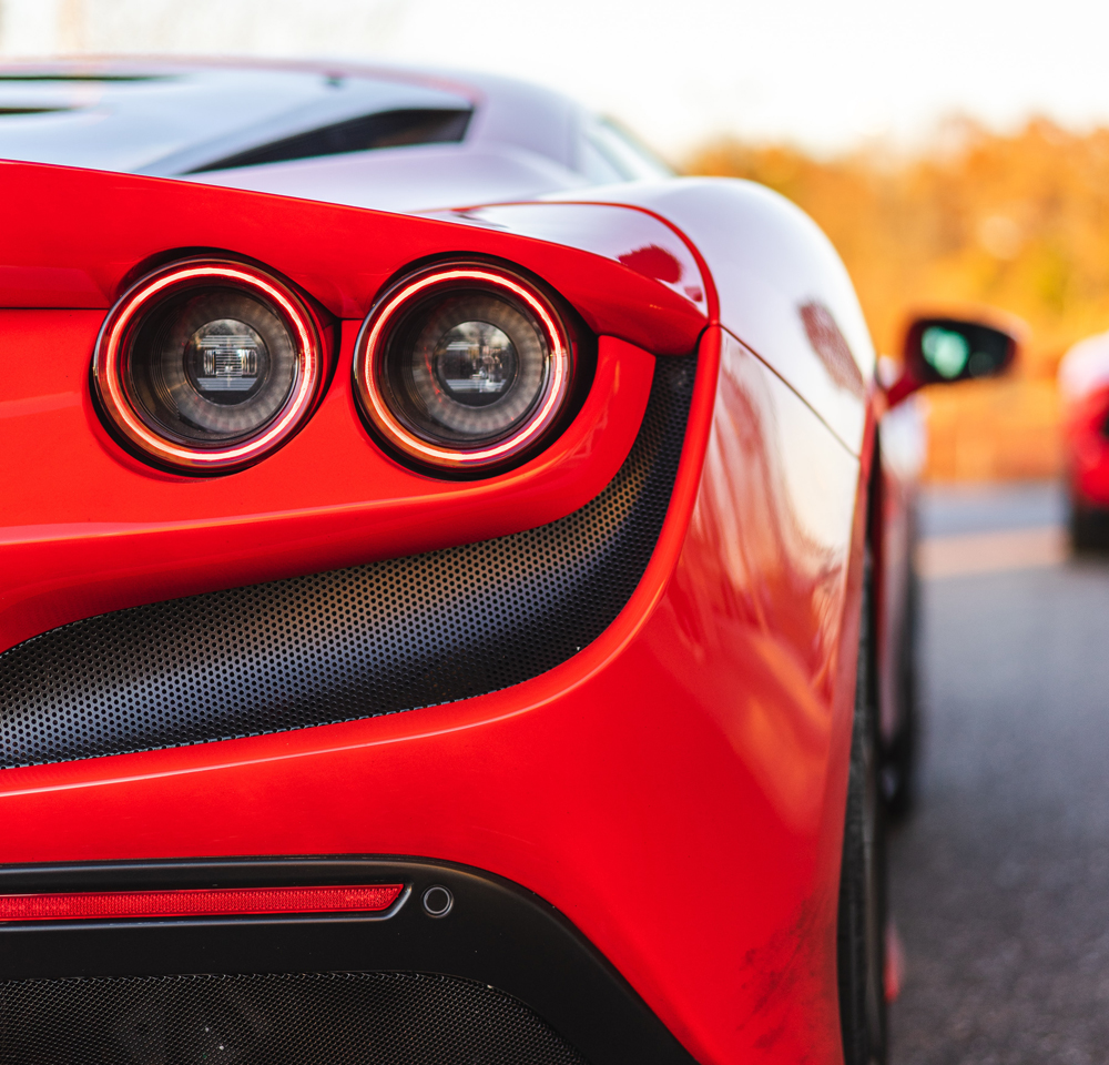 Close-up of back of performance car