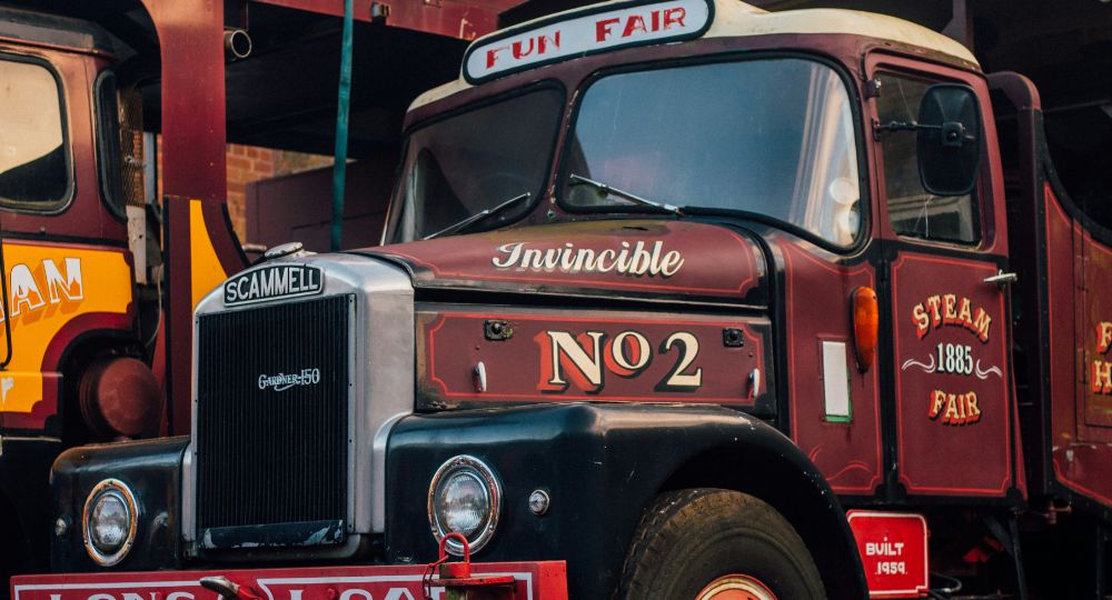 Classic red truck parked