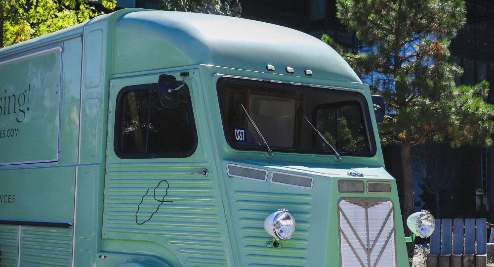 Classic Van Parked outside building