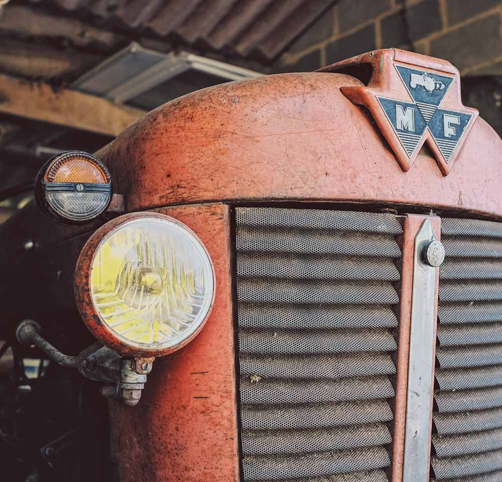 Front of classic tractor close-up