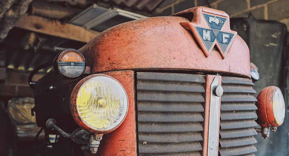 Front of classic tractor close-up