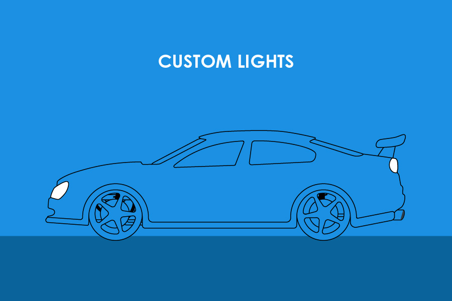 Illustration showing an example of custom lights as a car mod