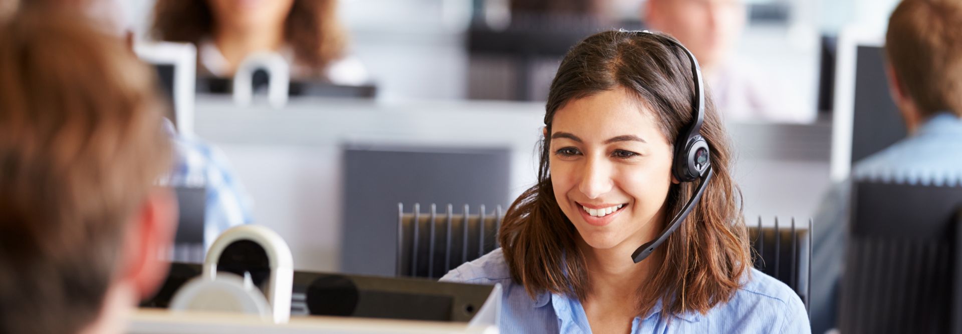 Woman working in a call center