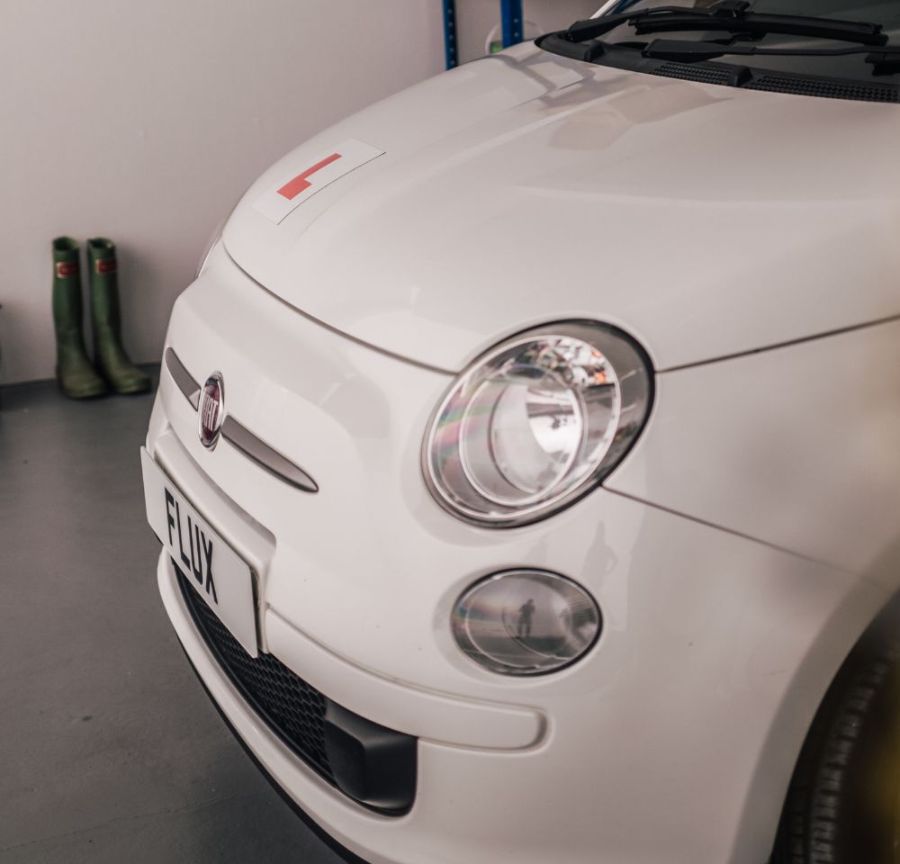 Fiat 500 close-up with L plate