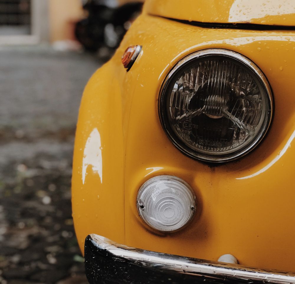 Close-up of Fiat headlight