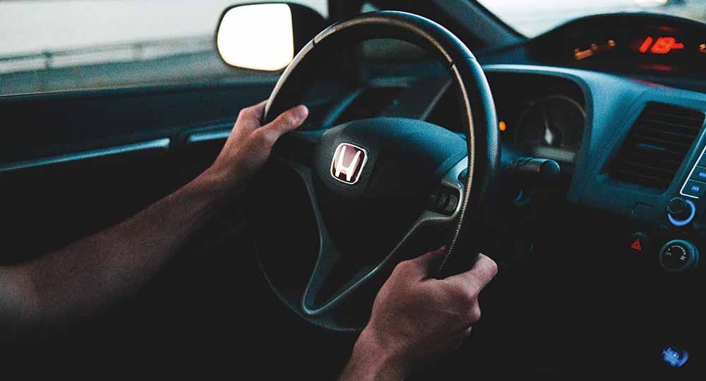 Honda steering wheel on the left hand side