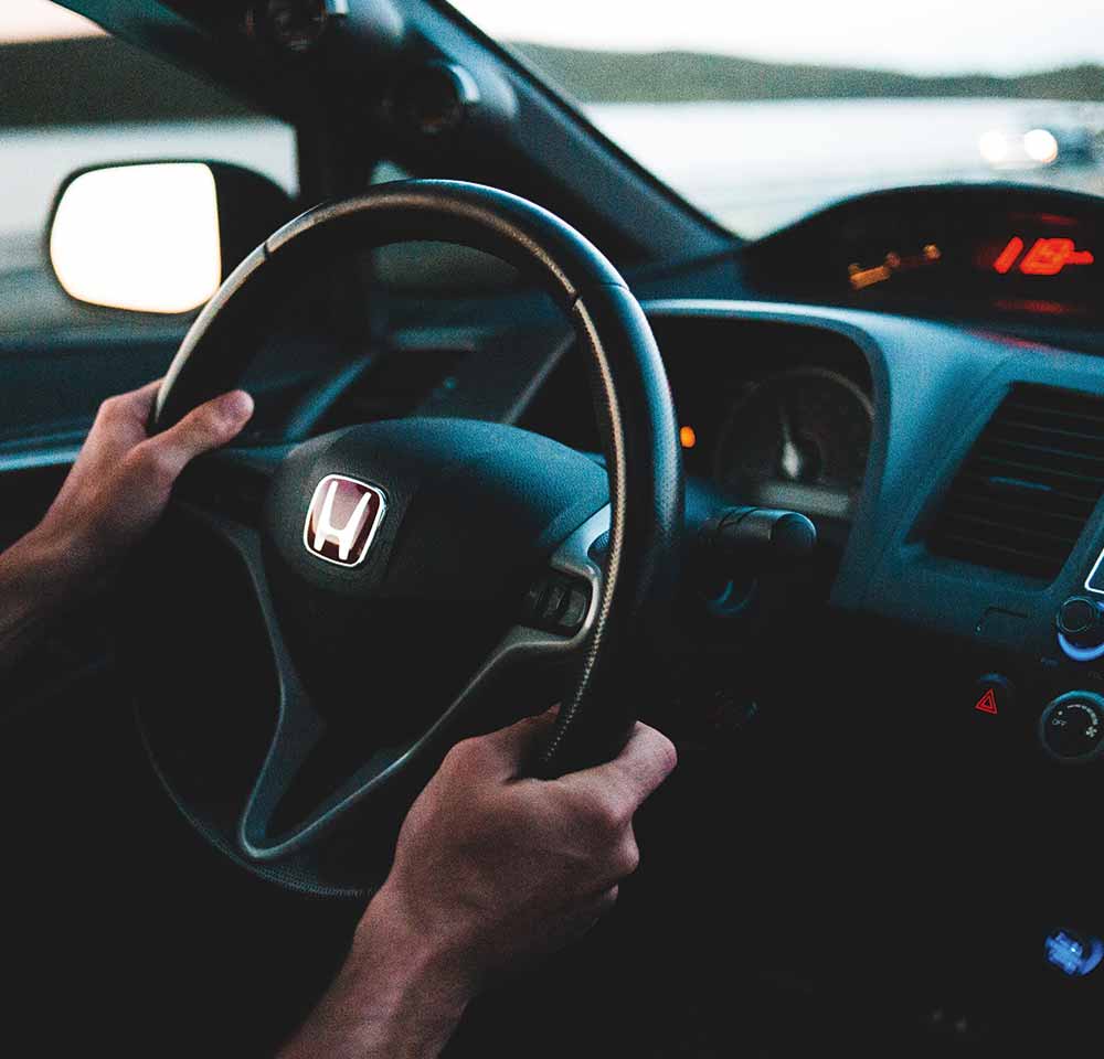 Honda steering wheel on the left hand side