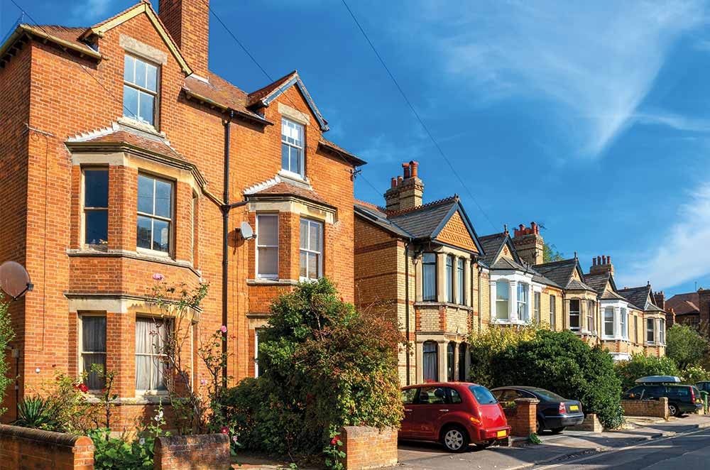 Exteriors of a row of houses