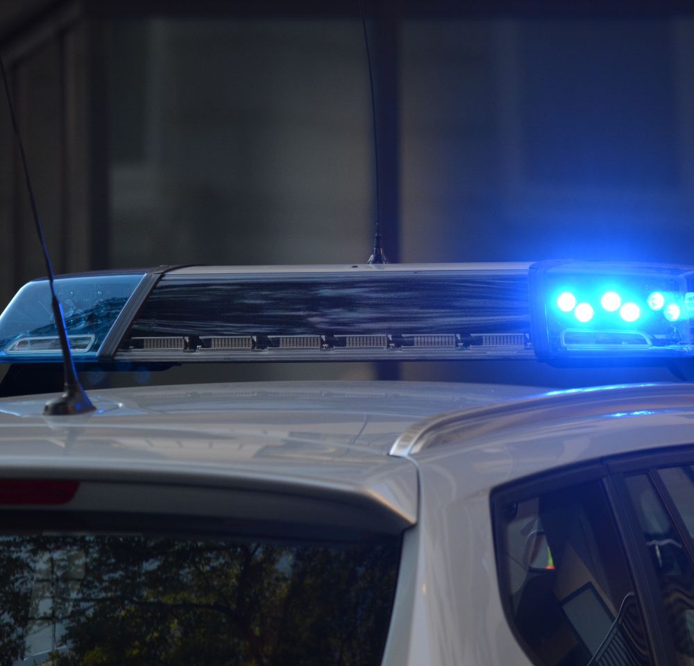 Police car blue lights