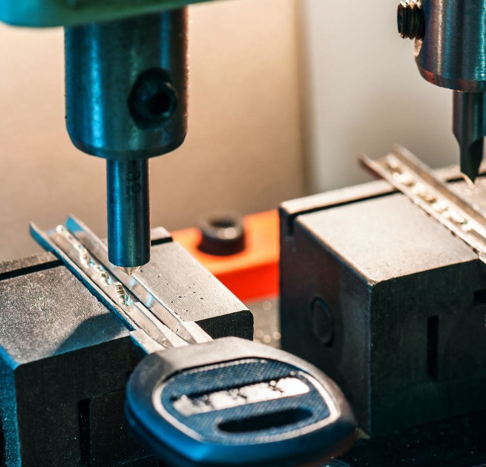 Keys being cut by a machine