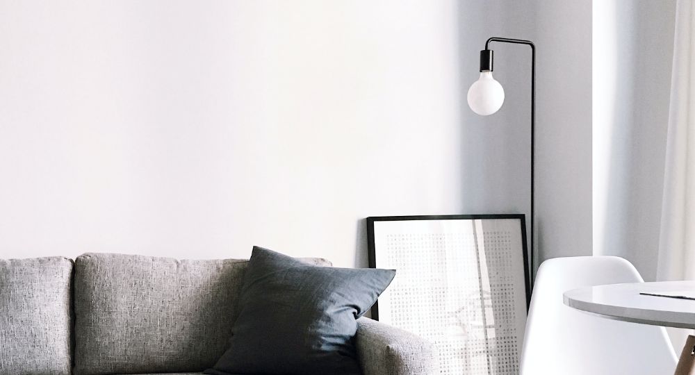 Grey Sofa photographed in a living room