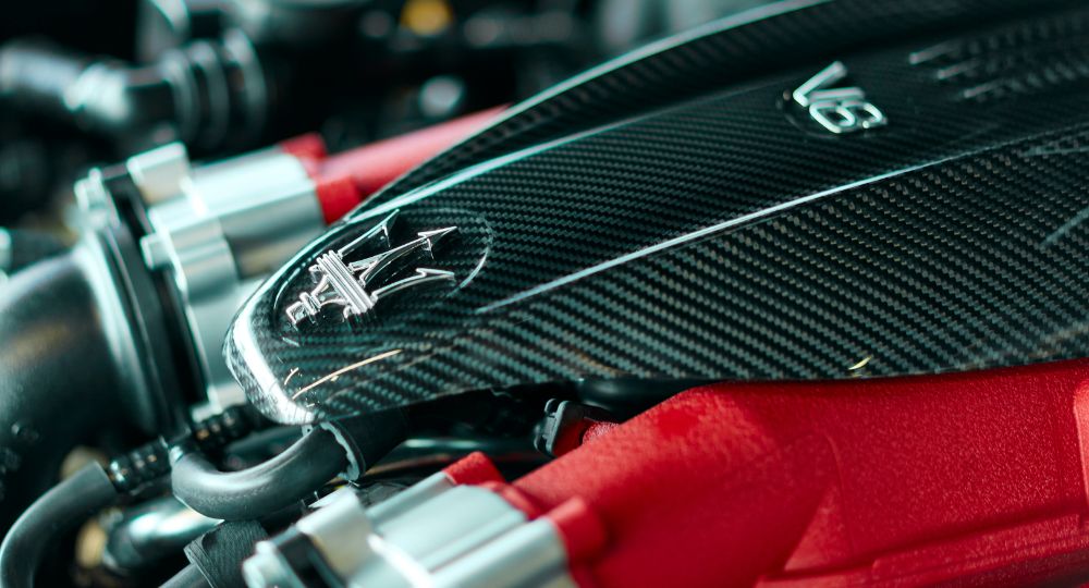 Close up of Maserati marque