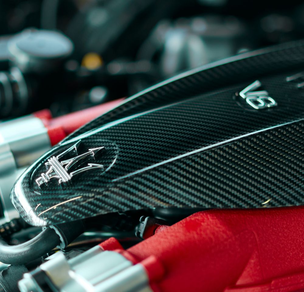 Close up of Maserati marque