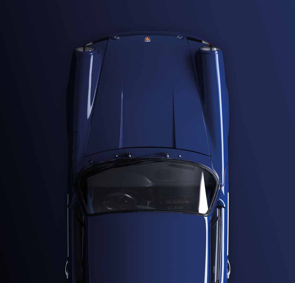 Blue Porsche on blue background