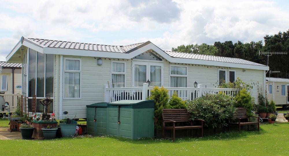 White Static caravan in a holiday park
