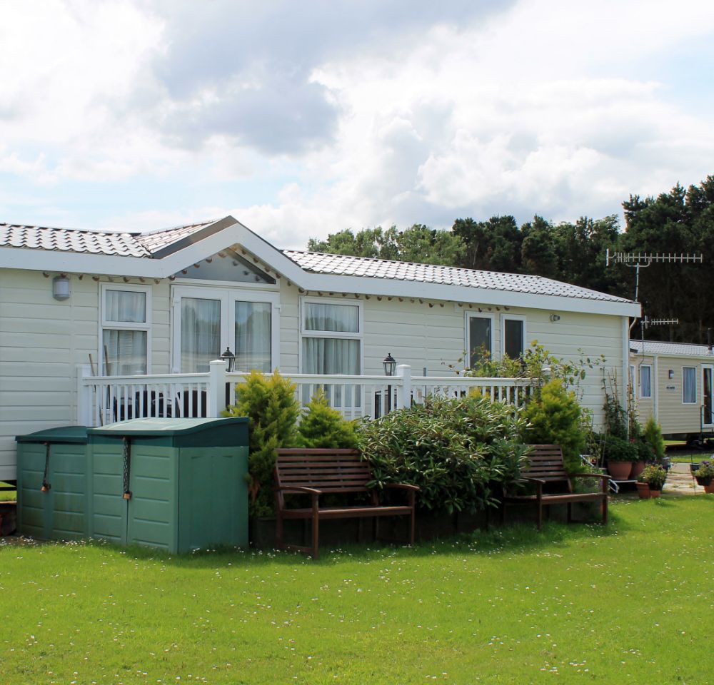 White Static caravan in a holiday park