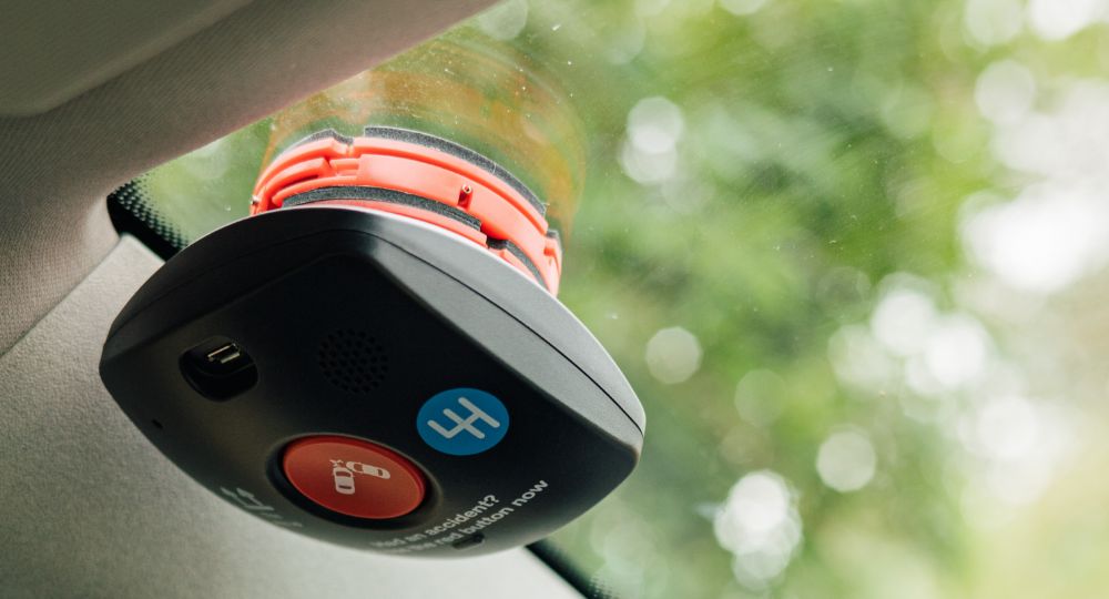 Black Box Installed on a car windscreen