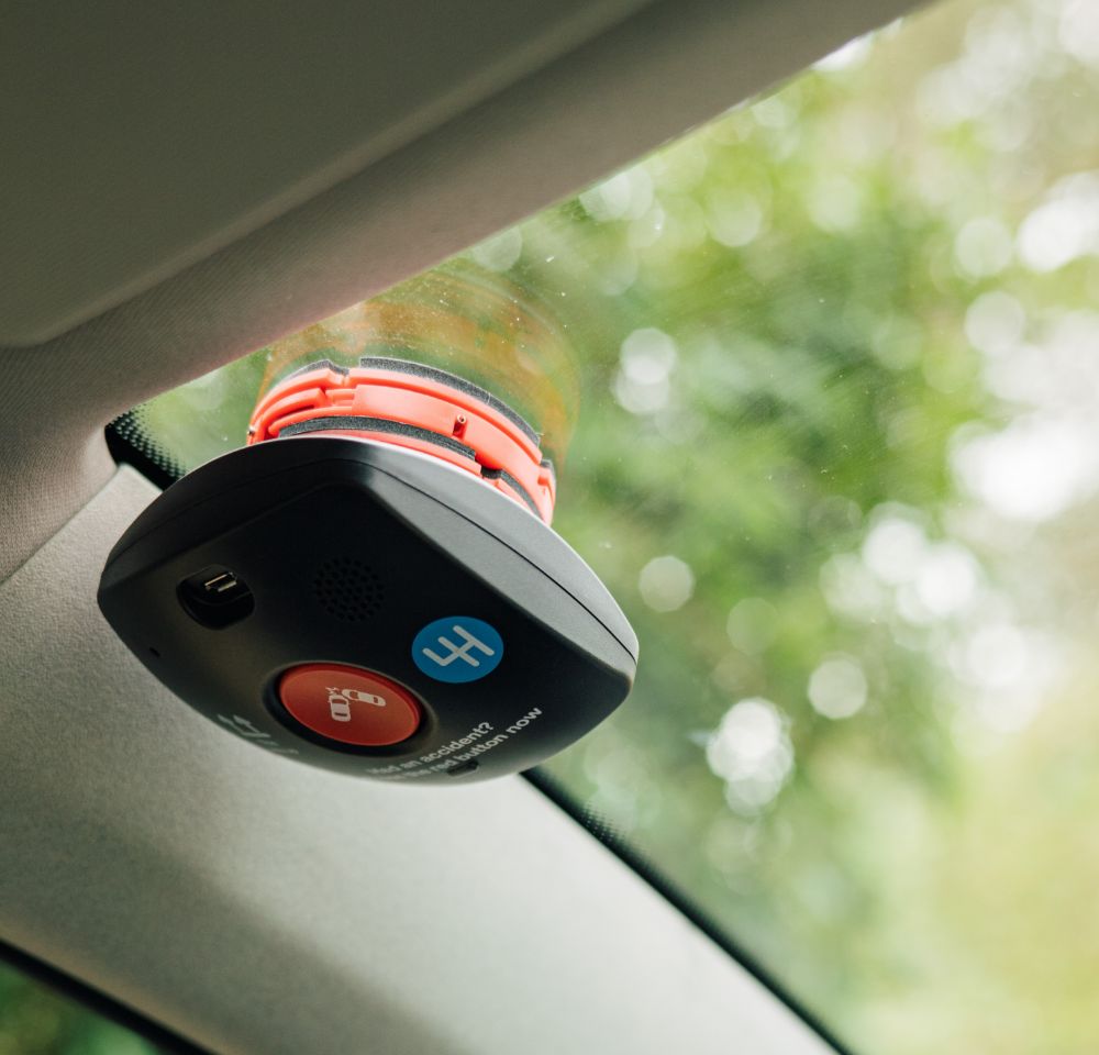 Black Box Installed on a car windscreen