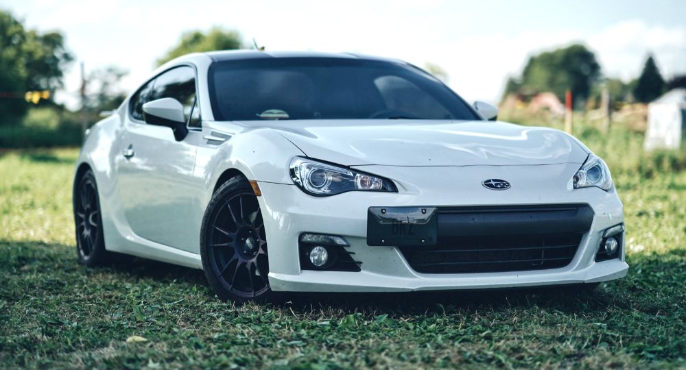 Sporty Subaru on grass