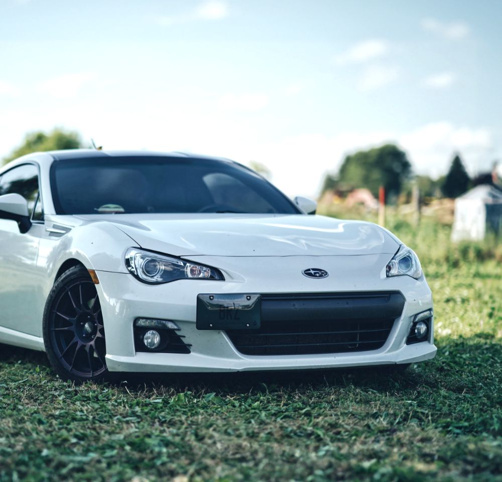 Sporty Subaru on grass