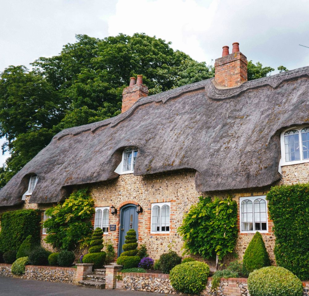 Thatched roof with classic bricks