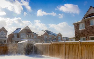 Snow in a back garden