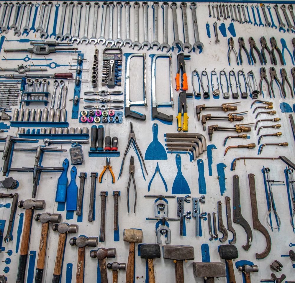Tools laid out on a table